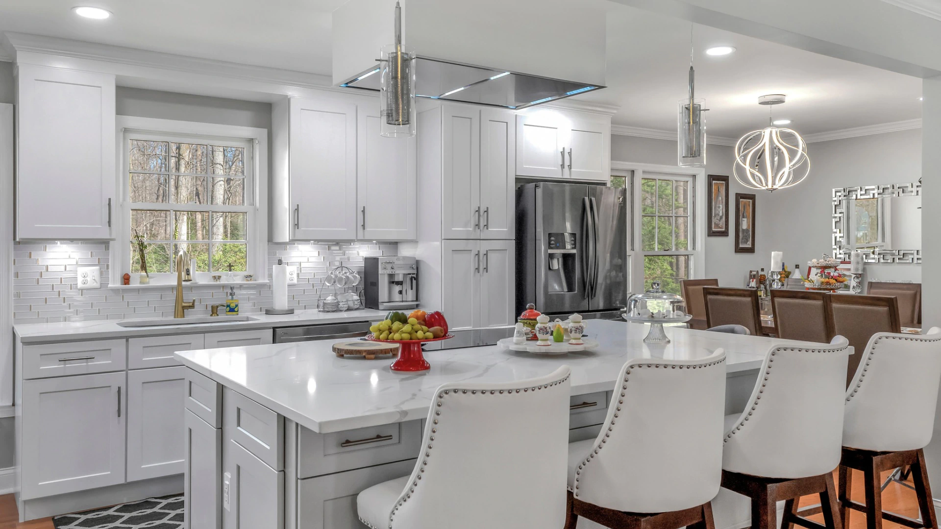 clean and white theme kitchen of residential house